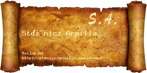Stánicz Armilla névjegykártya